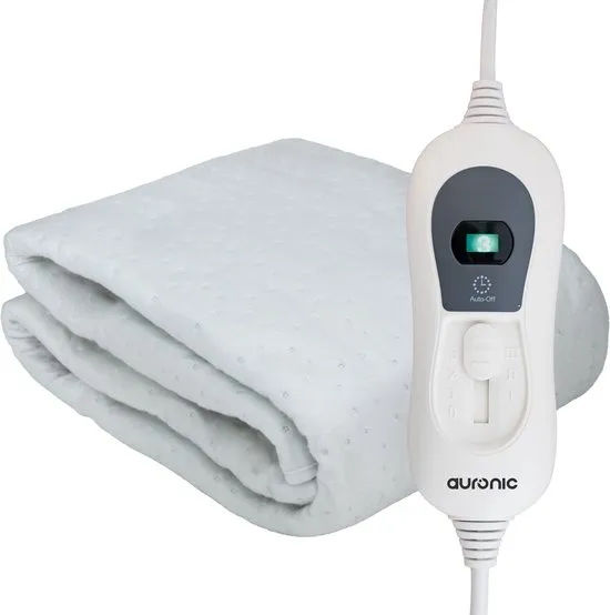 Auronic Elektrische Onderdeken XL - 190 x 90 cm - 1 Persoons Warmtedeken - 3 Warmtestanden met Timer - met Hoekelastieken - Verwarmingsdeken - Wit