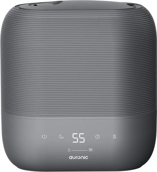 Auronic Luchtbevochtiger - 5L - Geschikt voor Slaapkamer, Babykamer, Kantoor, Woonkamer en Meer - Humidifier - BPA-Vrij - Antraciet