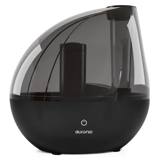 Auronic Luchtbevochtiger - 1,5 Liter - 40m2 - Geschikt voor Woonkamer, Kantoor, Slaapkamer, Babykamer en Meer - Stil - BPA-Vrij - Met Waterfilter - Zwart