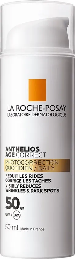 La Roche-Posay Anthelios Age Correct SPF 50 - Anti-fotoverouderingscrème tegen rimpels en donkere vlekjes – Gevoelige huid met tekenen van huidveroudering - 50 ml