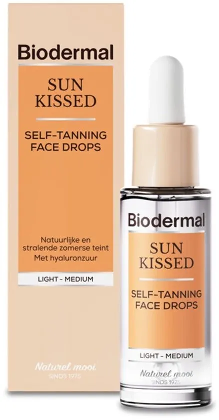 Biodermal Self-Tanning Face Drops, 30 ml - Sun Kissed Zelfbruiner Drops met Hyaluronzuur, Natuurlijke en stralende zomerse teint, Licht-Medium effect