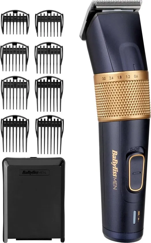 BaByliss Lithium Power Pro Tondeuse Mannen - 45 lengte instellingen - 160 min draadloos gebruik - Trimmer voor Hoofd & Baard - 8 opzetkammen - Haartrimmer Mannen