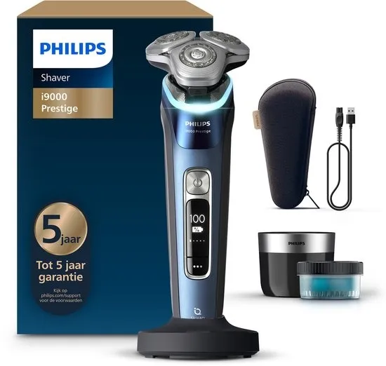 Philips Shaver i9000 Prestige Elektrisch Scheerapparaat Voor Mannen - Met Quick Clean Pod - Blauw - XP9201/30
