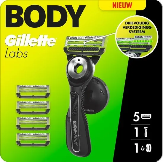 Gillette Labs Body + Intimate Scheersysteem voor Mannen - Houder + 5 scheermesjes - van Gillette