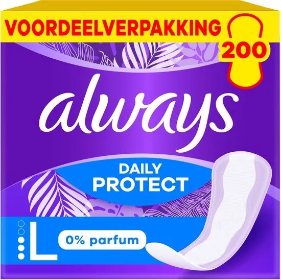 Always Daily Protect - Long - 0% Parfum - Inlegkruisjes - Voordeelverpakking 4 x 50 Stuks
