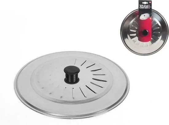 Gerimport Universele spatdeksel/pannendeksel voor pannen - RVS - D22 cm - Kookpannen accessoires