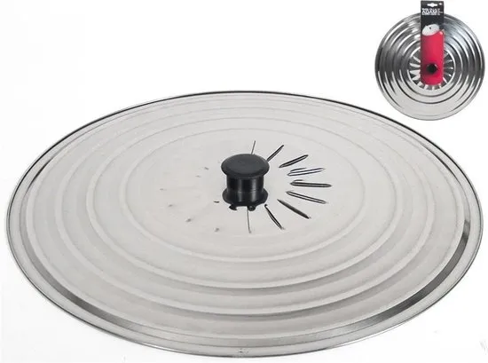 Gerimport Universele spatdeksel/pannendeksel voor pannen - RVS - D40 cm - Kookpannen accessoires