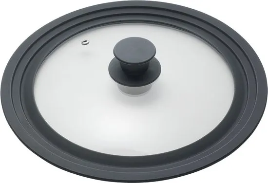 Metaltex - Pannendeksel 24-28 cm - Universeel Glazen deksel - Met Siliconen Rand en Stoomventiel - Anti Spatdeksel