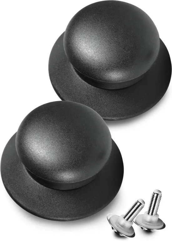 2x Dparts pannendeksel knop - mat zwart - voor deksel pannen en potten - pan glasdeksel - universele dekselknop M5 - geschikt voor BK