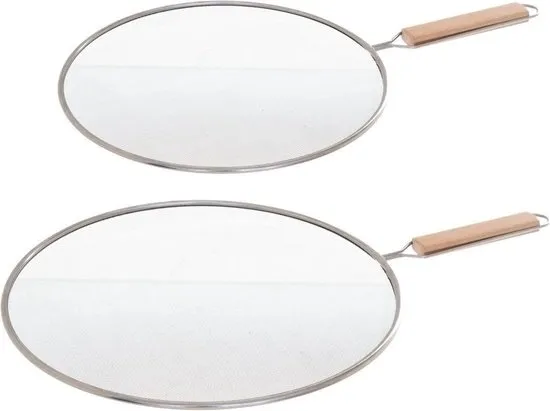 Secret de Gourmet Spatdeksels - 2x - RVS - universeel 25 en 28 cm - afgietdeksel
