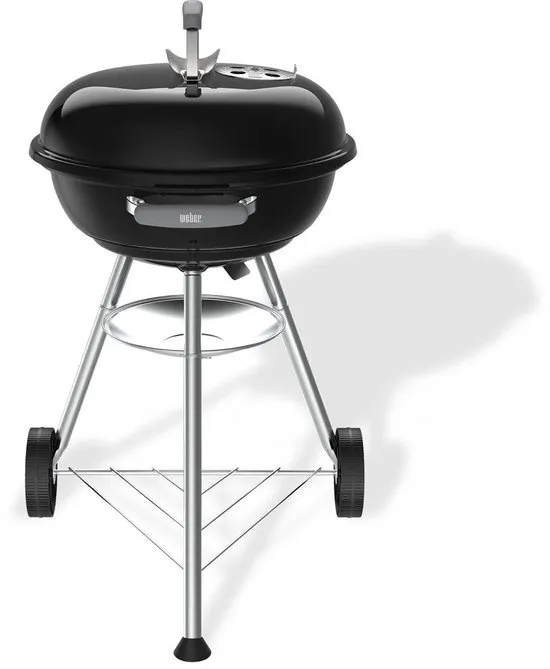Weber Compact Kettle - Ø 47 cm Grillrooster - Houtskoolbarbecue - Zwart - Asopvangschaal - 2 Duurzame, weerbestendige wielen - Handige dekselhaak - Kras- en roestbestendig