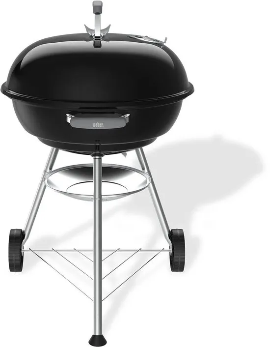 Weber Compact Kettle - Ø 57 cm Grillrooster - Houtskoolbarbecue - Zwart - Asopvangschaal - 2 Duurzame, weerbestendige wielen - Handige dekselhaak - Kras- en roestbestendig