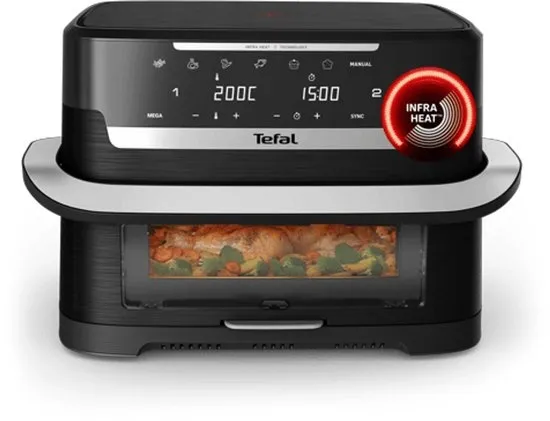 Tefal Ever Fry Dual Flex EY9288 - Dubbele Airfryer XXL 9L - Infraroodtechnologie - FlexCook GiantZone - 7 Programma's - Voor 8 Personen