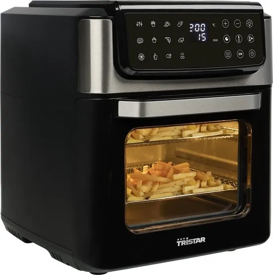 Tristar FR-9068 Airfryer Oven XXL – 12 Liter – Heteluchtfriteuse & Airfryer Oven – 13 Automatische Bakprogramma’s – Multifunctionele Mini Oven – Grillen, Bakken, Braden & Frituren Zonder Olie - 50–200 °C - Timer tot 60 minuten - Zwart