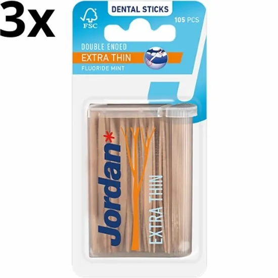 Jordan Tandenstokers - Extra Dun - 3 stuks - Voordeelverpakking