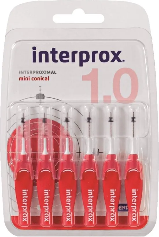 3x Interprox Ragers Mini Conical 1.0 Rood Blister à 6 ragers