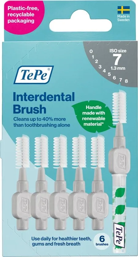 TePe Interdentale Ragers Original Grijs ISO maat 7 – 1,3 mm (6 stuks)
