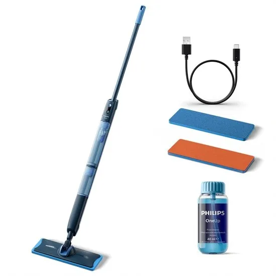 Philips OneUp Elektrische Dweil 5000 series XV5113/01 + Extra oranje dweilpad - Dweilsysteem - Vloerreiniger - Vuil water opzuigen - 2 standen - 70min dweilen - Geen emmer nodig