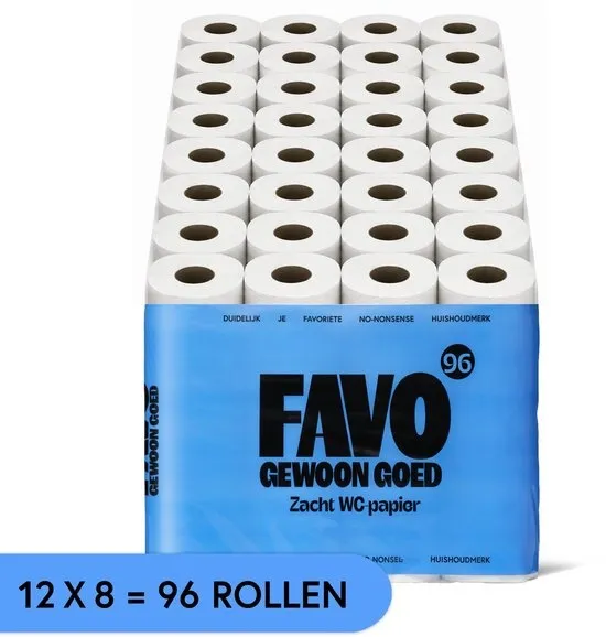 Favo Toiletpapier – 96 rollen – 180 vellen per rol – zacht & sterk wc-papier – voordeelverpakking