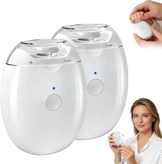 2 Stuks Elektrische Nagelknipper - 3 Snelheden Automatische Nagelvijl - Draagbare Elektrische Nagelknipper - USB Oplaadbaar - Met Opvangbak & LED Verlichting - Stil & Comfortabel - Wit