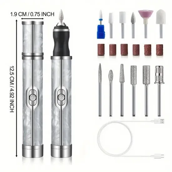 Elektrische Nagelvijl - Voor Dikke Teennagels - 4 Snelheden - Draadloos Manicure-Apparaat - Set voor het Vormgeven, Polijsten en Verzorgen van Teennagels - Zilver
