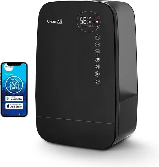 Clean Air Optima® CA-607B Smart - 3in1: Luchtbevochtiger met Ionisator, UVC-lamp en Aromatherapie - Geschikt voor Woonkamer, Kantoor, Babykamer, Slaapkamer