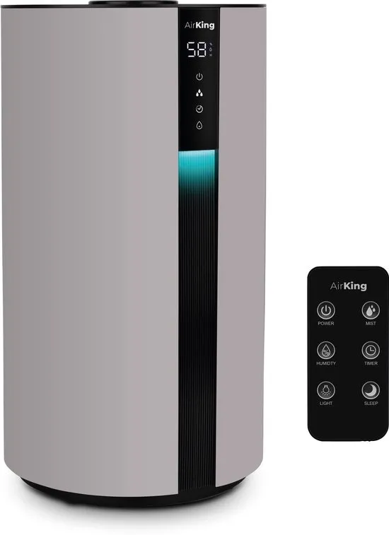 AirKing Luchtbevochtiger - Taupe - Topfill - bevochtiger woonkamer slaap 3.5 Liter - Hygrometer - Aroma