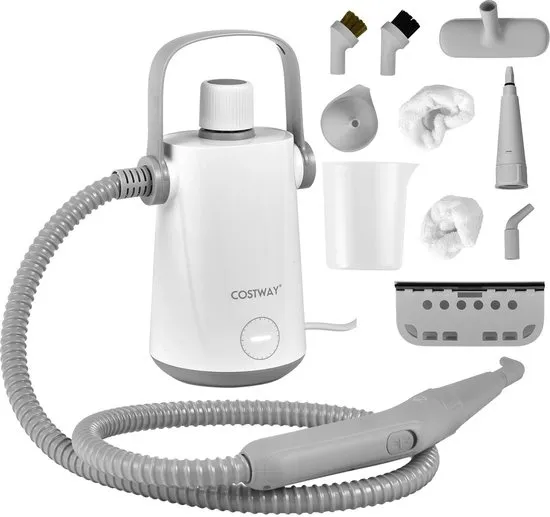 COSTWAY Handstoomreiniger 1000 W en 300 ml watercapaciteit en 10 accessoiresets Steamshot Steam Cleaner stoomreiniger voor alles tapijten ramen bekleding badkamer grijs