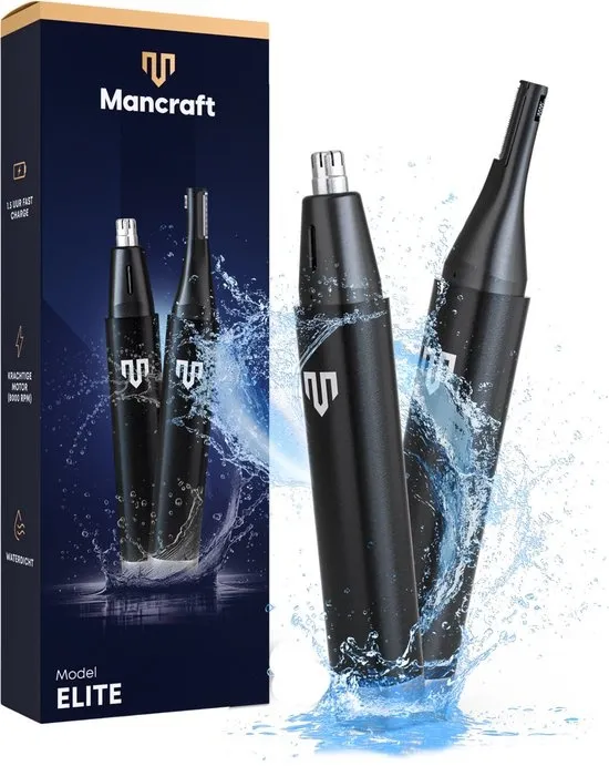 Mancraft 2 in 1 Neustrimmer Elite - Waterdicht - Oplaadbaar - Met Oortrimmer en wenkbrauw trimmer - Neushaartrimmer mannen