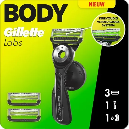 Gillette Labs Body + Intimate Scheersysteem voor Mannen - Houder + 3 scheermesjes - van Gillette