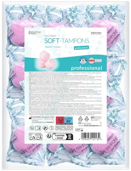 JOYDIVISION Soft Tampons PRO 30 st. - Onzichtbare, Veiligheid zonder touwtje voor sport & intimiteit - Zachte, Huidvriendelijke materialen in praktisch reiszakje