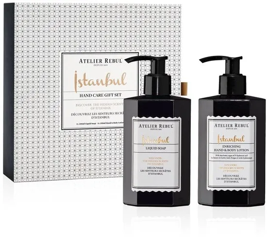 Atelier Rebul Istanbul - Hand Care Geschenkset - Handzeep + Bodylotion (250ml) - Houtige & Kruidige Geur - Cadeauset voor Man & Vrouw
