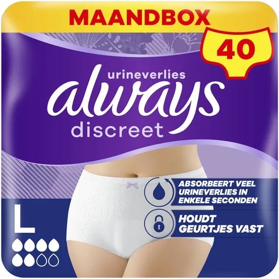Always Discreet Broekjes Voor Urineverlies Voor Dames Normal maat L x40