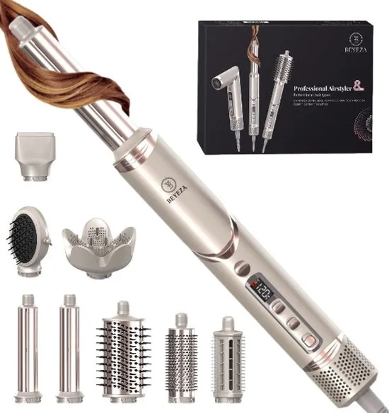 Beyeza Airstyler 8 in 1 - Multistyler - Fohn met Diffuser - Roterende Krultang 5 - Fohnborstel - Krulborstel - Haarstyler - Haardroger - Stijborstel - Hairwrap