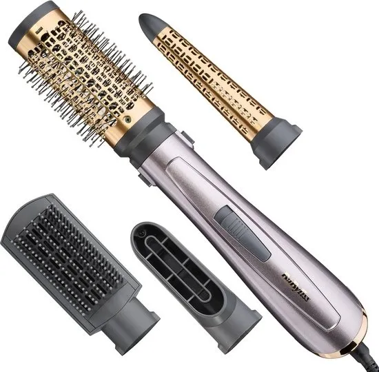 BaByliss Air Style 1000 Föhnborstel - Ideaal voor Halflang tot Lang Haar - 4 Opzetstukken - 50mm Volumeborstel - Ionisch - Coolshot - 1000W Airstyler