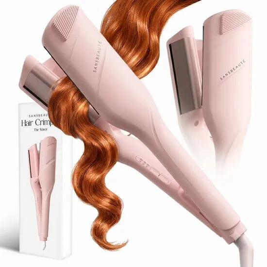 Sansbeauté® Wave Krultang 32mm - Wafeltang Haar - Keramische Haarkruller Beach Waves - Mermade Hair Waves - Mermaid Waves Krultang - Wavy Hair - Krultangen - The Waver - Haarstyler Hair Curler - Dunne en Dikke Crimper