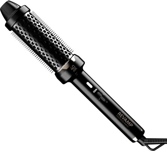 Revamp Keramische Krulborstel 40 mm - Fohnborstel met Ionentechnologie - Warmteborstel - Thermal Brush - Lichtgewicht - Blowout Brush - 3 Meter Salonkabel - Voor Krullen, Golven en Volume - Hitte Borstel - BR1400 - Zwart