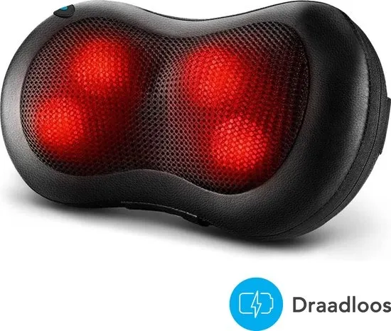 Auronic Draadloos Shiatsu Massage kussen - Elektrisch Nek en Rug Massage Apparaat - Infrarood Warmte Functie - Nekmassage - Zwart