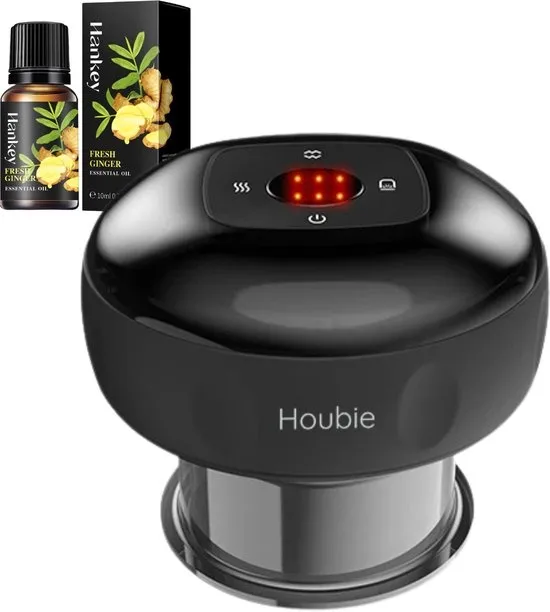 HOUBIE® Care - Cupping Cup - Elektrisch - 12 Standen & Temperaturen - Cupping Set - Full Body - Massage Apparaat - Zwart - Gratis extra olie