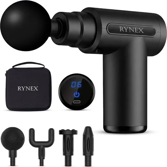 Rynex Massage Gun - 6 snelheden - 4 opzetstukken - Opbergkoffer