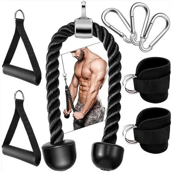 Triceps High Pulldown Rope - Spiertrainingsapparatuur - Fitness Machine Pull-up Frame Accessoires - Enkelband Gezichtstrekker Biceps