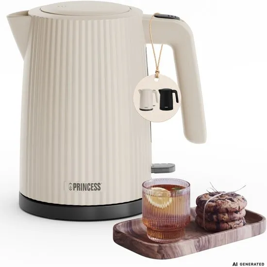 Princess Waterkoker Wave 236048 - Retro - 1.7 liter - BPA-vrij - Waterniveau indicator - 2200W - Beige
