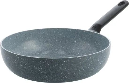 BK Blue Label Wokpan 28cm - 3.7L - PFAS-vrije antikleeflaag – Wokpan inductie – Keramische pan - Ovenbestendig tot 230°C – Koudgrepen - Zonder deksel - Blauw