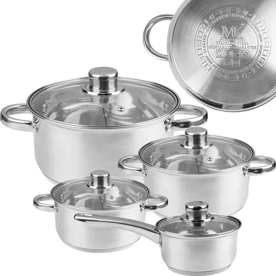 MK Pannenset inductie RVS 8 delig - Kookpannen - Braadpan - Steelpan - pannen - PFAS vrij