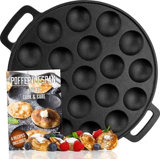 IRONO Poffertjespan - Poffertjespan Inductie en Electrisch - Poffertjesmaker 19 Poffertjes - Gietijzeren Pan - Poffertjes Maken