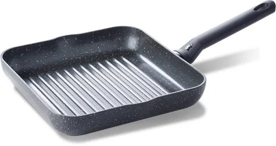 BK Universe Grillpan 26x26cm - PFAS-vrije antikleeflaag - Grillpan inductie - Keramische pan - Ovenbestendig tot 160°C - Koudgreep - Zwart/graniet