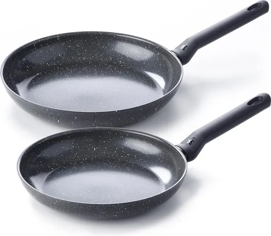 BK Universe Koekenpannenset 2-delig - 24/28cm - PFAS-vrije antikleeflaag - Koekenpan inductie - Ovenbestendig tot 160°C - Koudgreep - Zwart/Graniet