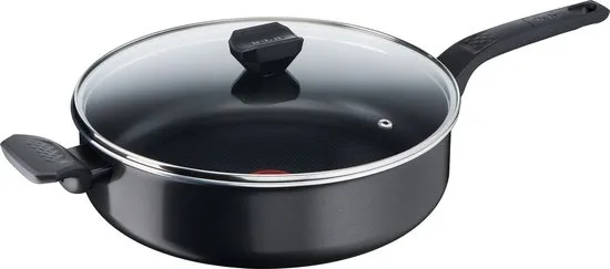 Tefal Easy Cook & Clean Hapjespan met Deksel - Ø28cm - Niet geschikt voor Inductie - Anti-aanbaklaag - Aluminium - Zwart