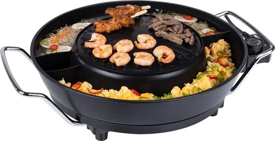 Tristar Hotpot Elektrisch PZ-9131 - 1800W - Chinese fondue 4 pers - Korian bbq - Incl tang, fonduevorken, fonduenetten