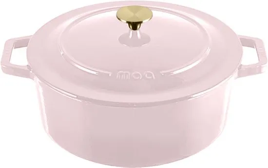 MOA Gietijzeren Braadpan - 7,2L Stoofpot - Voor Alle Warmtebronnen incl. Inductie - Met Deksel - Ø 30cm - Anti-Aanbaklaag - PFAS-vrij - Lila